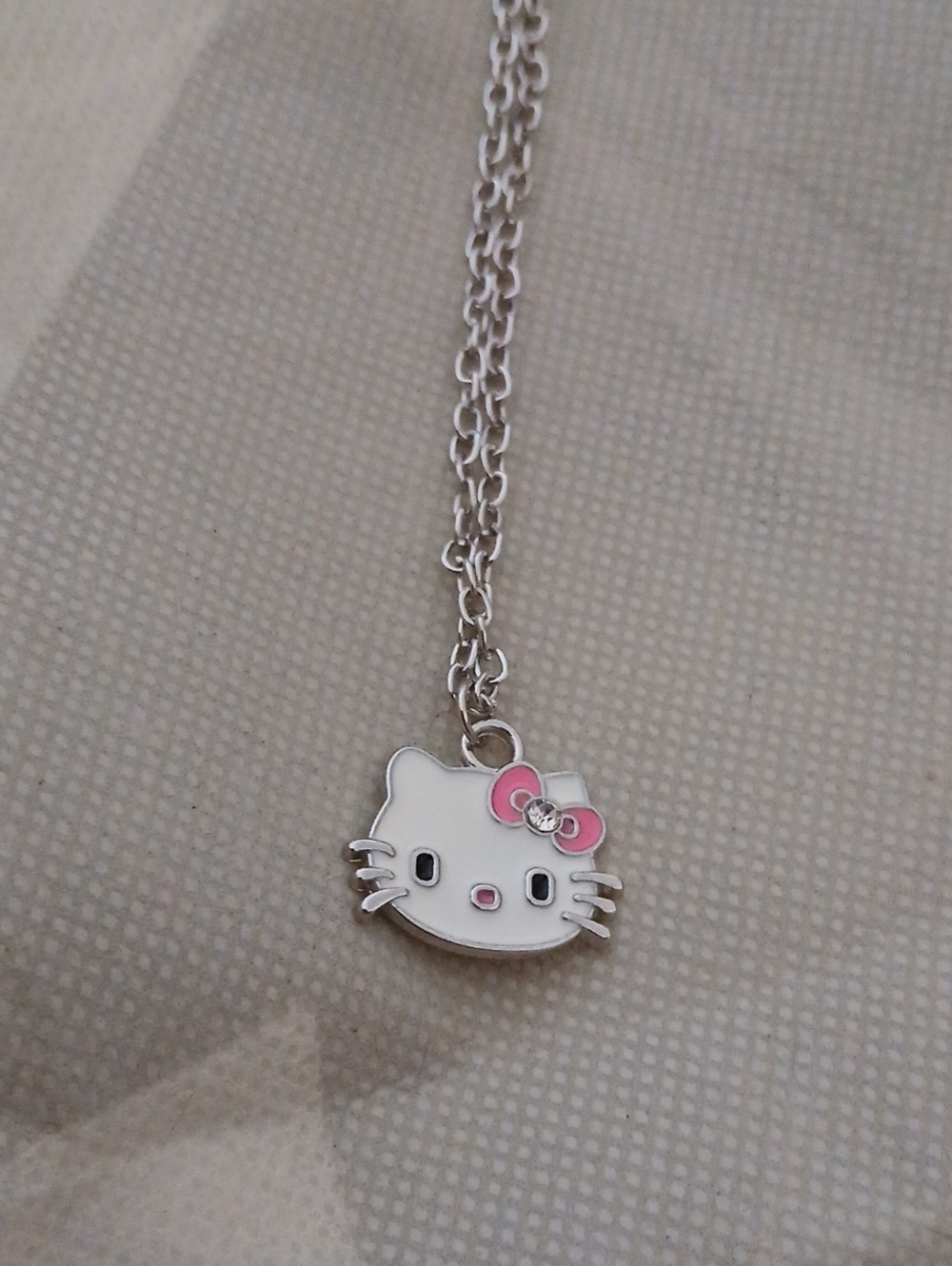 Hello Kitty White and Pink Enamel Pendant Necklace by Hello Kitty